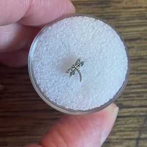 BVLA Damselfly 14K White Gold Ice Blue Diamond Threadless End (Press Fit)